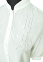 古着孤品复古vintage尖货日本制刺绣镂空优雅雪纺白短袖衬衫衬衣-淘宝