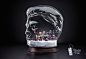 dandruff shampoo Snow Globe snowball snow head glass CGI family Office