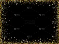 黄金闪闪发光的背景。金色框架在黑色背景上闪闪发光。向量eps10