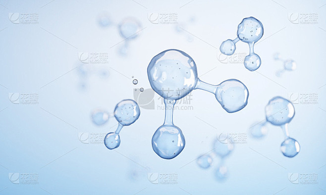 水分子被水下气泡包围着。化妆背景的概念。...