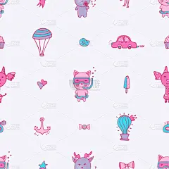 猫,长颈鹿,深情的,四方连续纹样,可爱的,纺织品,壁纸,仙人掌,动物,驯鹿