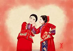 #中国风婚纱照转绘画##Q版##绘画艺术##云中帆教育# #治愈系# #背景图# #水彩# #插画# #桌面# #壁纸#