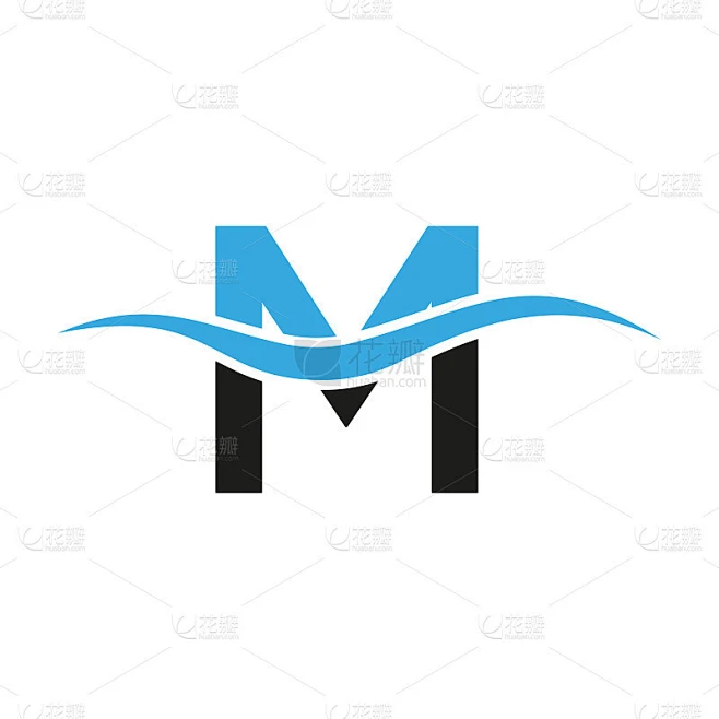 字母M标志标志设计模板。M字母字母标志现代，平面和极简的商业标志素材-花瓣网