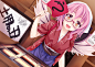 Anime 1718x1224 anime anime girls Touhou Mystia Lorelei long hair pink hair orange eyes glasses wings Japanese clothes kimono