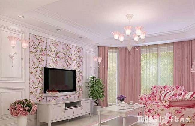 韩式温馨甜美布艺沙发设计图