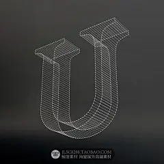 科技感线条框架线框立体结构英文字母数字KV主视觉海报元素AI素材-淘宝网