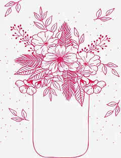 枚红色浪漫插花矢量图高清素材 手绘插画 插花 玫红插花 矢量png 花瓶 花瓶插花 矢量图 免抠png 设计图片 免费下载