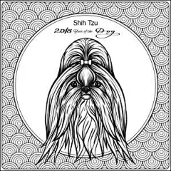 2018年狗年中国传统宠物狗白底勾线画填色图矢量设计ai288-淘宝网