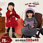 LUSON童装 宝宝红色连衣裙蝴蝶结2024冬季新款婴儿加绒卫衣裙子-tmall.com天猫