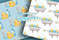 水彩小黄鸭宝宝数码纸图案素材包 Watercolor Baby Duck digital paper pack - 设汇
