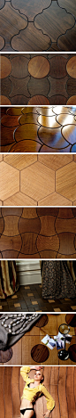 因为木地板基本都是长条形形状铺设，美国设计师JAMIE BECKWITH觉得这非常单调，便成立了以自己名字命名的地板品牌，试图让这种令人亲切的材料以更丰富的形式示人，将不同的木材切割成13 种前所未见的形状，从而带出不同的视觉效果。