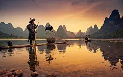 暖色调桂林山水唯美风景壁纸