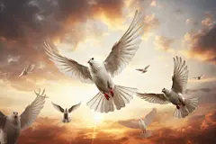 天空鸽子蓝天展翅飞翔的和平鸽插画