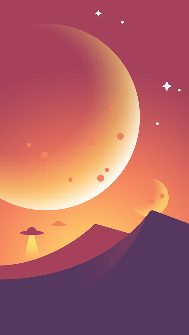 红底黄色星球星星海报背景