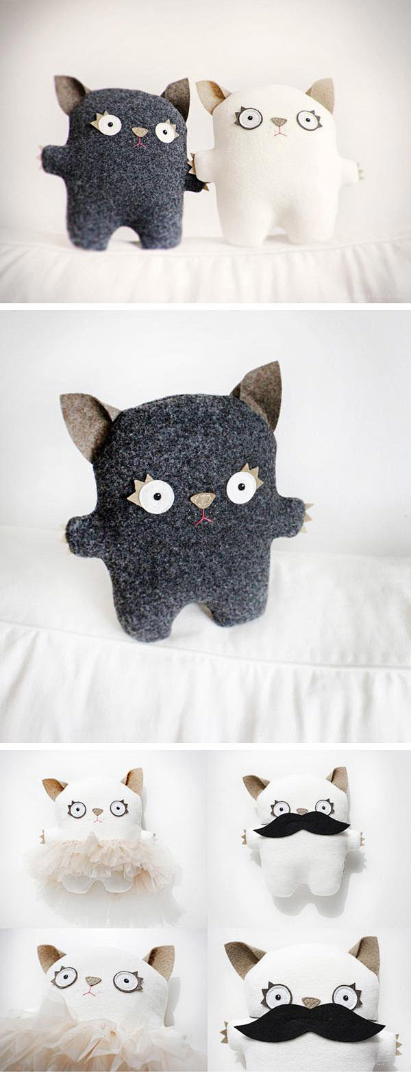 不织布布艺猫咪手工diy制作 黑白情侣大...