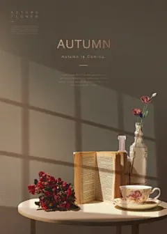 休闲读书阅读时光秋日干花秋季海报