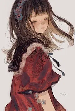 画风超级帅气的女生插画，线条画的超赞