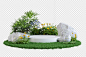PSD scene creator of white platform in flowers field