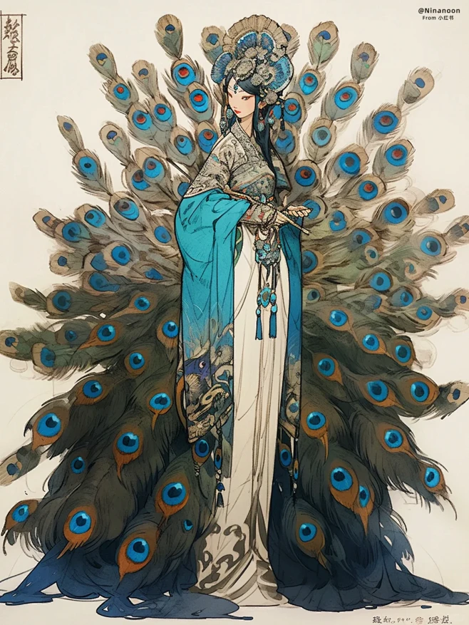 孔雀仙子 | 角色设计 | 古风服设插画...