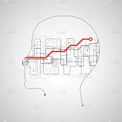 人工智能(AI)和大数据概念。机网络的想法。人机界面采用二进制数据流。矢量技术背景。