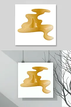 简约金色中式窗花边框祥云素材元素