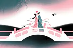 情侣约会七夕古代人物形象