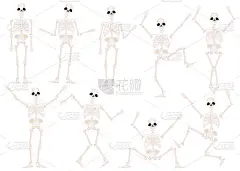 有趣的卡通骷髅人物舞蹈和和体操