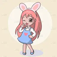 可爱的,卡通,女孩,手,兔耳朵,衣服,复活节,肖像,女人,小的