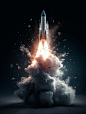 火箭发射场景海报Midjourney咒语-Ai宇宙吧-