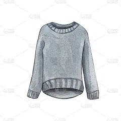水彩手绘冬季毛衣。饥荒套衫在灰色孤立在白色。温暖的休闲服装。