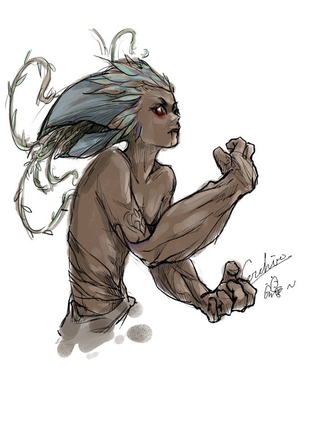 不语孑孓的插画树精