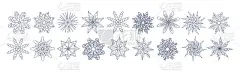 雪花被孤立在白色的背景上。扁平的雪图标，剪影。元素为圣诞横幅、贺卡。新年装饰。为手机应用程序和网站设