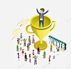 奖杯胜利 扁平化 现代商务 矢量素材 立体男女 元素 免抠png 设计图片 免费下载 页面网页 平面电商 创意素材