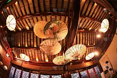 夜在中国传统建筑，江南亭