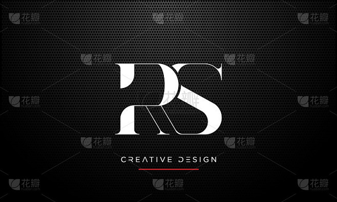 现代抽象字母RS、SR标志设计。最小的R...