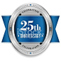 Blue Twenty Five Year Anniversary Badge With Ribbon stock vectors - 365PSD.com