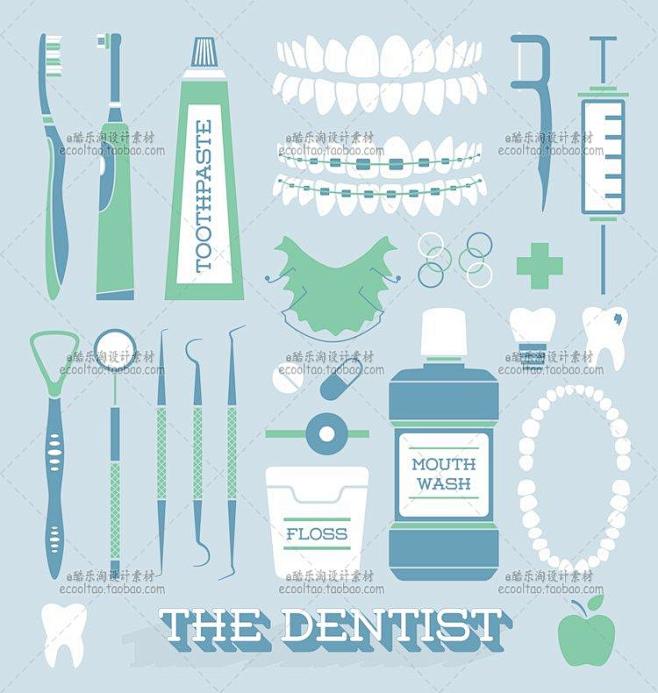 V152-卡通扁平牙齿牙医牙科医学信息图...