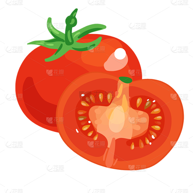 矢量-蔬菜美食元素贴纸-SVG-番茄