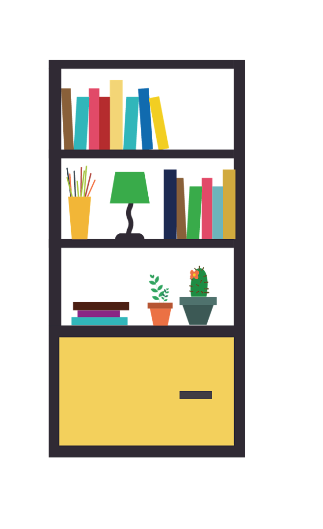 手绘书架