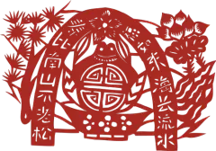 花卉人物民俗剪纸窗花元素矢量图设计素材