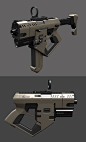 A small submachine gun with underbarrel railgun and cloaking device. Personal work.