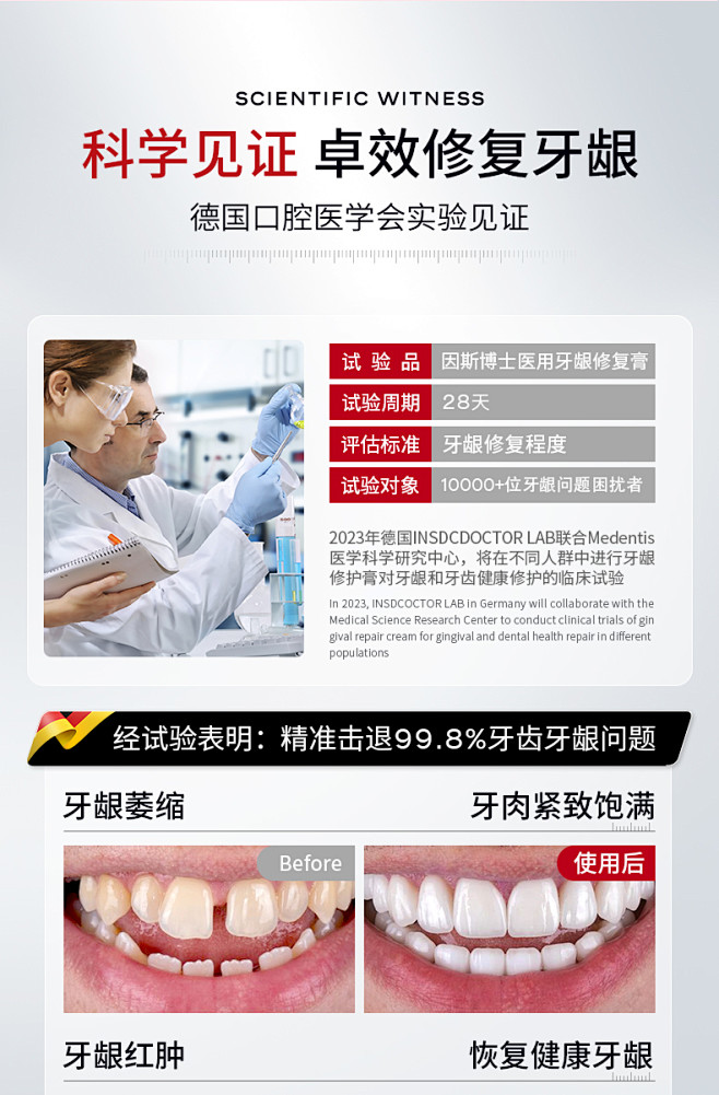 牙龈萎缩修复再生牙膏治牙周炎肿痛医用口腔...