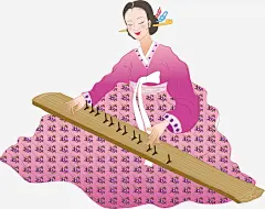 韩国女士矢量图高清素材 卡通 女孩 弹古筝 手绘 韩国 矢量图 免抠png 设计图片 免费下载