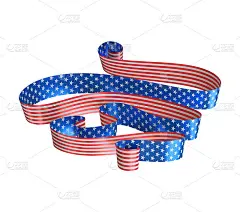 3d渲染，抽象的红蓝纸丝带，设计元素，4月7日爱国背景，美国独立日横幅，邀请，标签模板