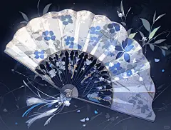 折扇｜古风扇子配饰设计插画素材-midjourney