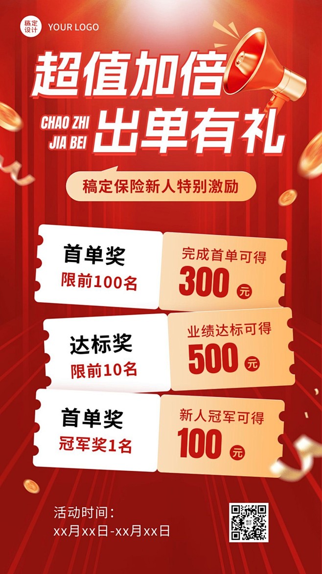 金融保险出单奖励方案激励风手机海报
