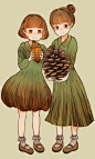 #女の子 秋の植物 擬人化 - ひゅー的插画 - pixiv : かわいい