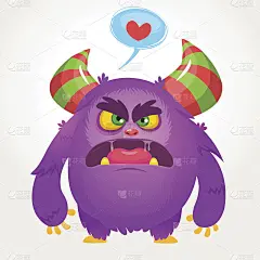 卡通紫怒怪物恋爱。圣瓦伦丁矢量插图的爱怪物喷子