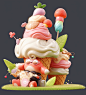 growthdesign030741_an_ice_cream_cone_strawberries_and_cones_in__ced883d5-c976-4014-b991-30648ae45748