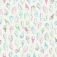 冰淇淋涂鸦无缝图案